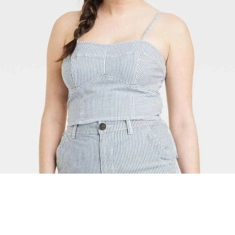 Universal Thread Blue and White Striped Cami Tank Top